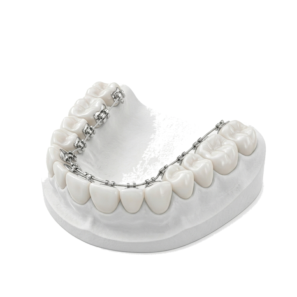 Bagues linguales sur la face interne des dents